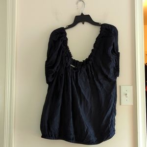 DKNY Silk Sheer Peasant Boho Top